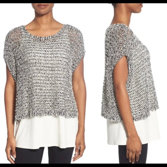 Eileen Fisher Tops - Eileen Fisher Open Knit Sheer Cropped Sweater